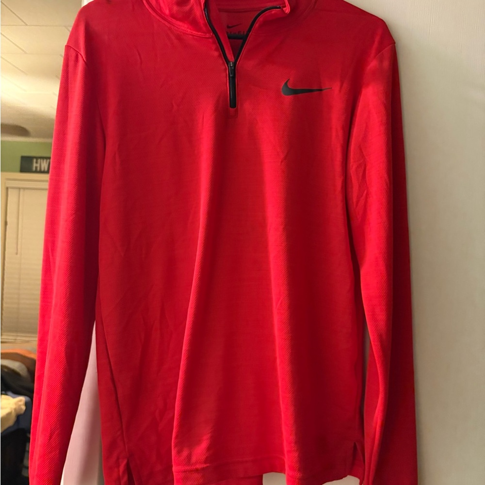 Nike Red and Black Quarter-Zip Top